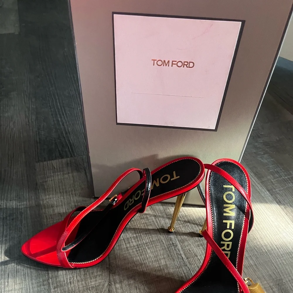 Tom Ford Red Strappy Heels - Picture 4 of 10